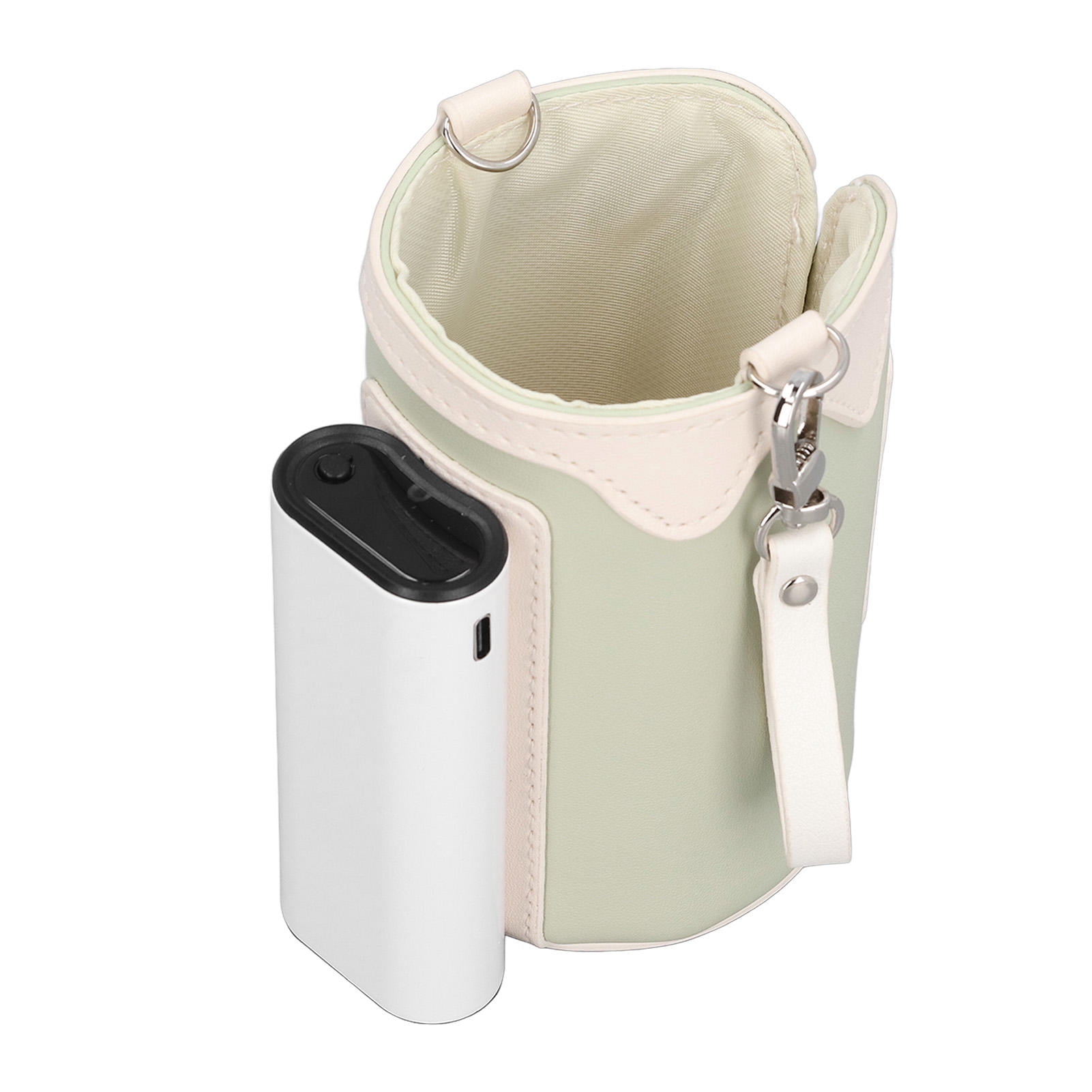LAZIOEGR Portable 21‑Gear Rechargeable Milk Warmer Bag, Adjustable 40‑60℃, 6400mAh Battery, Universal Bottle Holder, Travel‑Ready Green