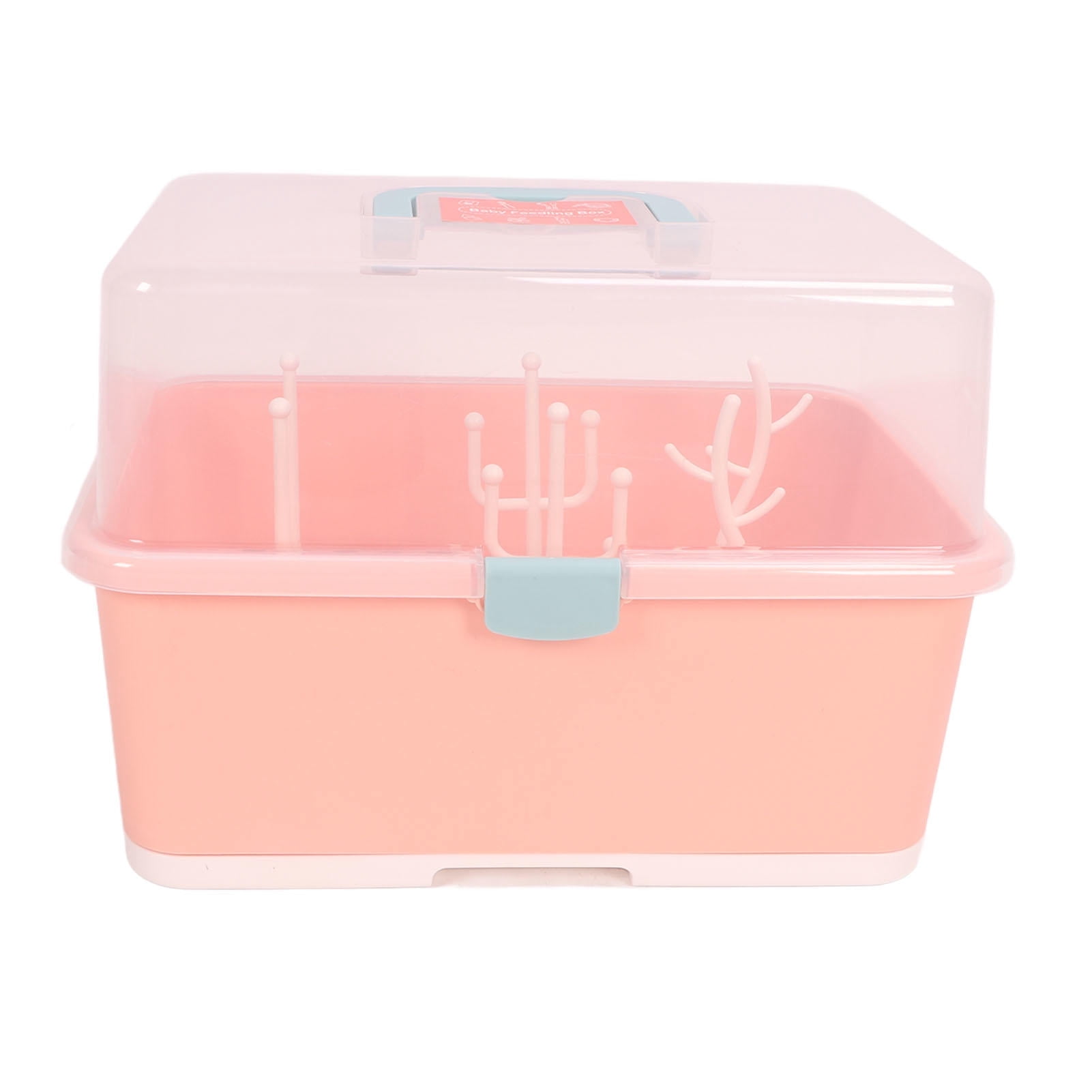 LAZIOEGR PP Baby Bottle Drying Rack - Portable Dust-Proof Sealed Storage Organizer for Bottles & Tableware (Pink)