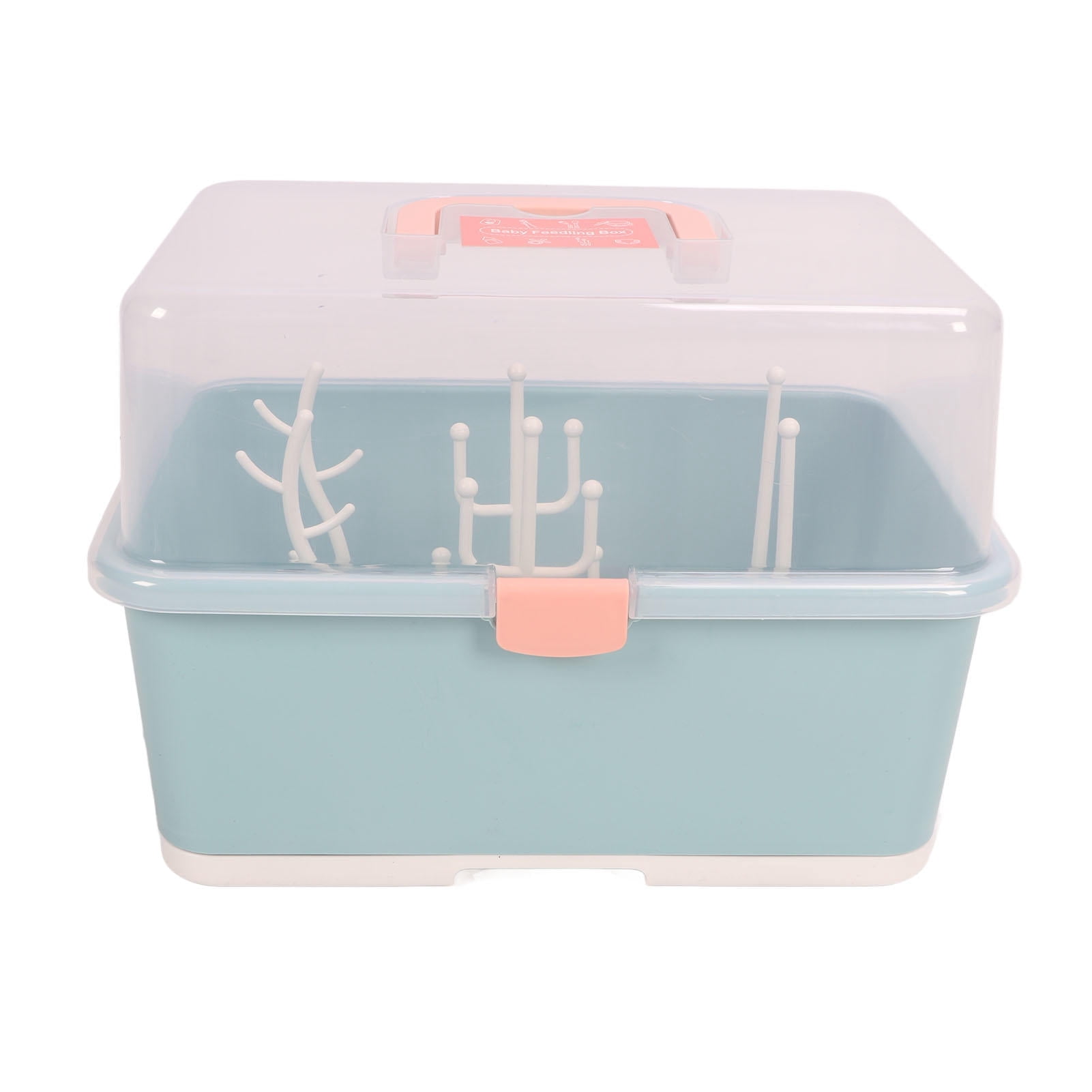 LAZIOEGR Portable Baby Bottle & Utensil Drying Rack with Dust‑Proof Cover, Lightweight, Easy Assembly, 10.24×13.39×6.3 in, Olive Green