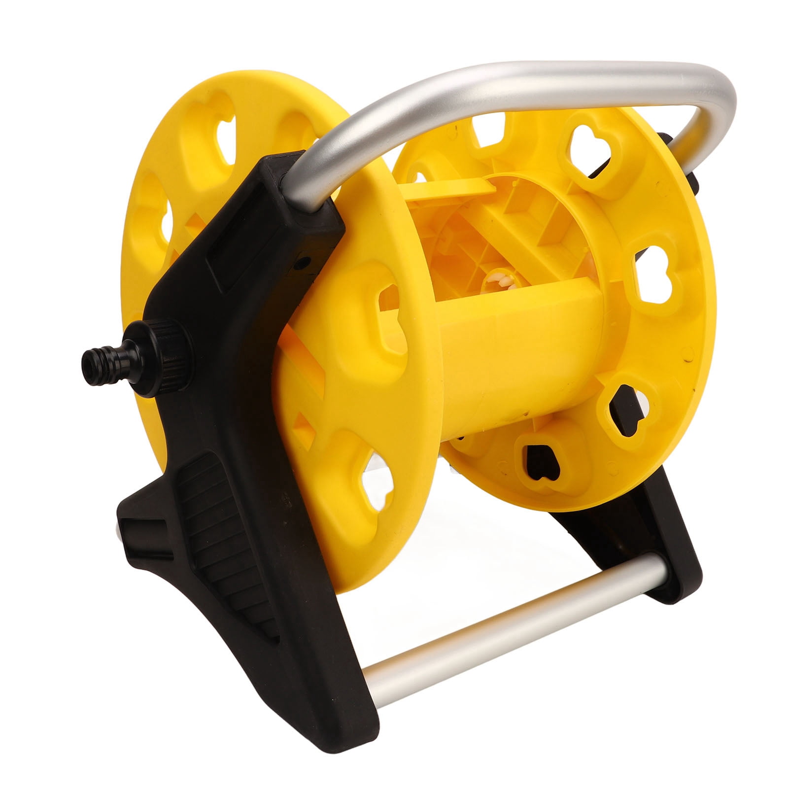 LAZIOEGR Portable Garden Hose Reel Cart in Yellow (11.2x10.4x9.8in / 28.5x26.5x25cm), Holds Up to 20m of 16mm OD Waterpipe, Lightweight Yard & Lawn Car Washer Storage Tool Organizer for Outdoor Use