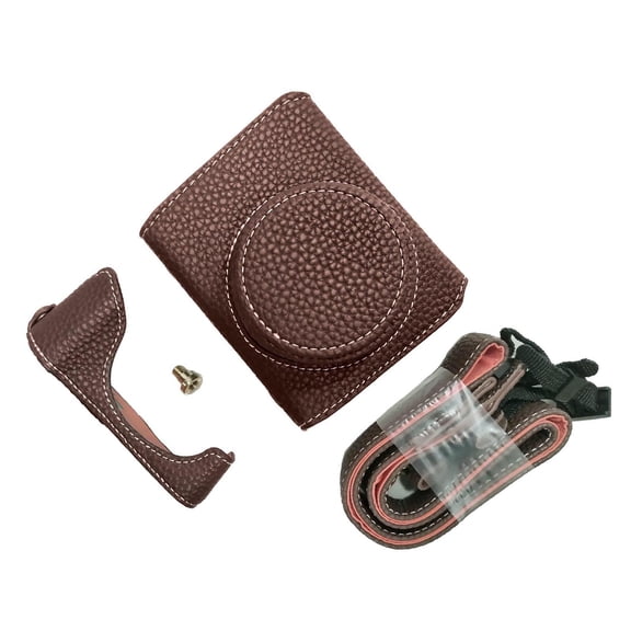 LAZIOEGR Portable Retro Leather Camera Protective Case Carrying Bag with Adjustable Shoulder Strap Replacement for Canon PowerShot G7 X Mark II / G7 X Mark III, Coffee