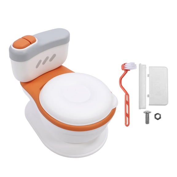 LAZIOEGR Portable Toddler Potty Chair with Realistic Flush Sound, Splash Guard & Tissue Dispenser Orange Training Toilet for Kids 18+ Months