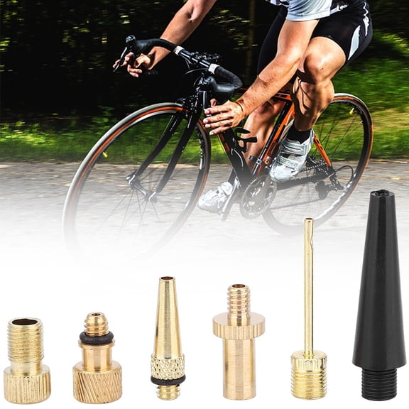 LAZIOEGR Premium 15-Piece Bicycle Pump Air Valve Converter Copper Adapters Set DV SV AV Universal Kit for Mountain Road and Cruiser Bikes, Gold (1.9x0.2 inches / 48x6 mm)