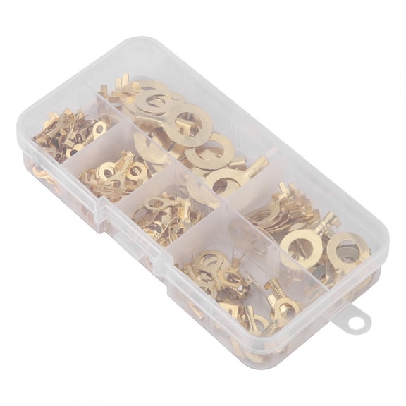 LAZIOEGR Premium Brass O-Type Round Bare Cold Crimp Terminals Block Wire Connectors Assortment Kit, 3.2mm to 10.2mm Inner Diameter High Conductivity Grounding Rings, 150-Piece Pack / 150 Pcs