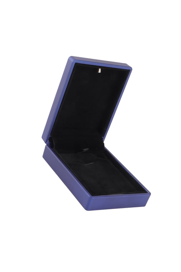 Premium LED Lighted Jewelry Box Blue Pendant Case Portable Wedding Ring Holder Container with Built-in Battery Classic Design Organizer for Engagements and Gifts