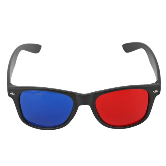 LAZIOEGR Premium Red Blue 3D Glasses for Movie and Gaming - Universal Black Plastic Frame Stereoscopic Anaglyph Eyewear for Projector and TV (5.71 inches / 14.5 cm Frame Width)