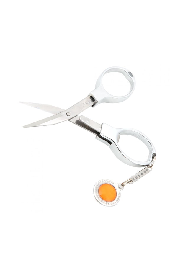 Premium Stainless Steel Pocket Travel Folding Scissors, Multi-Purpose Key Chain Fishing Scissor and Thread Cutter for Home and Outdoor Use, 3.7 inches / 9.5 cm, Silver