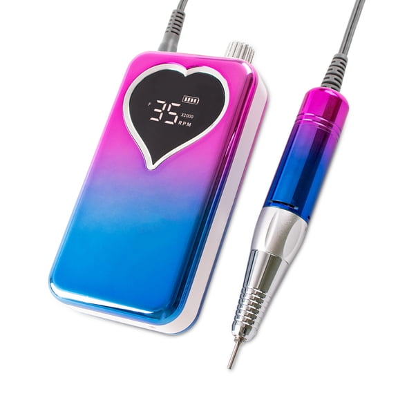 LAZIOEGR Professional 35000 RPM Portable Nail Drill Kit, Rechargeable Electric E-File Set for Acrylic Gel Nails, Salon Quality Manicure Pedicure Tool with 6 Bits, Gradient Blue US Plug