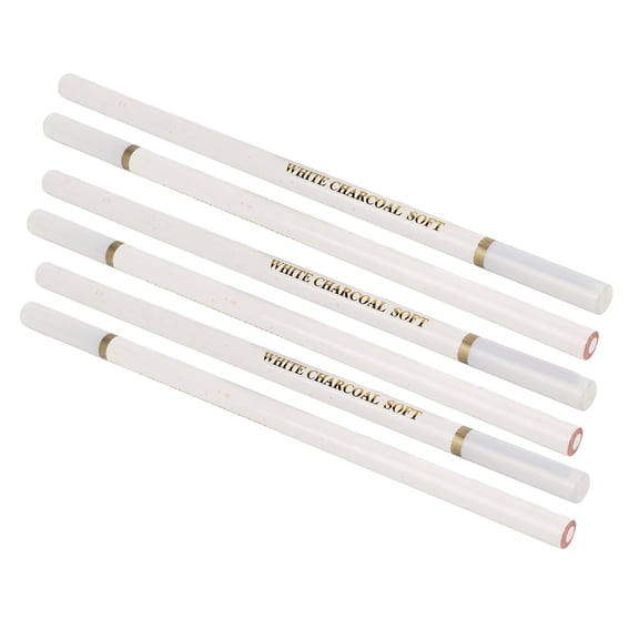 LAZIOEGR Professional White Charcoal Pencils Set for Sketching Drawing and Shading Highlight, Non-Toxic Art White Pencils for Artists Beginners, 10 Inches / 25.4 cm, 6 Count