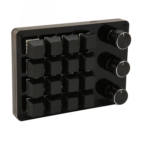 LAZIOEGR Programmable Keypad 16 Keys 3 Knobs Mechanical Hot Swappable Mini Gaming Keypad with Blue Switch Media Control Wired Macro Custom Pad for Office OSU (7.08 x 4.33 inches / 18.0 x 11.0 cm)