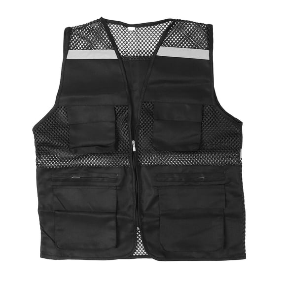 LAZIOEGR Reflective Mesh Safety Vest with Zipper Pocket, High Visibility, Breathable Polyester, Clear Strips, Lightweight, Size XXL