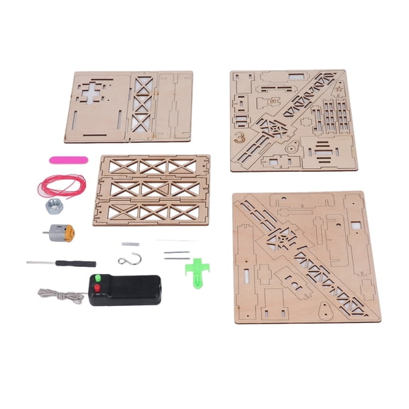 LAZIOEGR Remote Control Wooden Crane Model Composite Wood 3D Puzzle Assembly Kit for Science Education, 20 inches / 50.8 cm