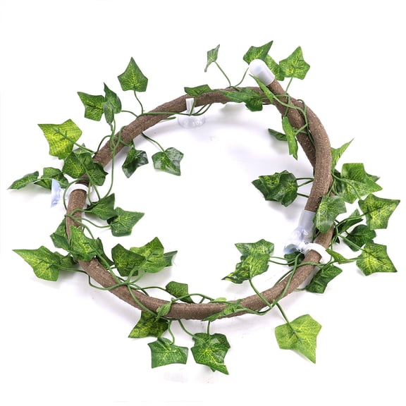 LAZIOEGR Reptile Climbing Branch Flexible Jungle 3.28ft / 1m Rattan Vine with Ivy Leaves for Terrarium Habitat Decor Gecko Lizard Tank