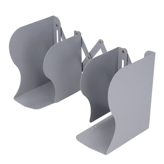 LAZIOEGR Retractable Bookend Metal Construction Foldable Book Ends Adjustable Orderly Storage Heavy Duty Desktop Bookshelf Organizer for Home School Office Library Gray Small (7.48 inches / 19 cm)
