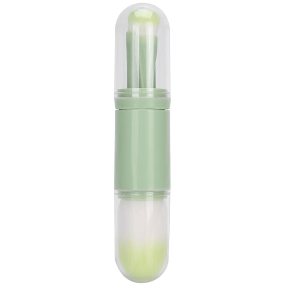 LAZIOEGR Retractable Portable Makeup Powder Brush Set with Lid – Soft Fiber Bristles, Ergonomic Handle, Ideal for Nail Dust Removal & Hair Care, Green
