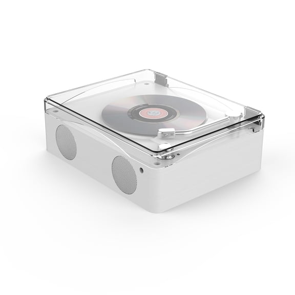 LAZIOEGR Retro CD Player Multi Functional Music Player Rechargeable Home Speakers with Remote Control U Disk Playback Headphone Jack, White (8.07 inches / 20.5 cm)