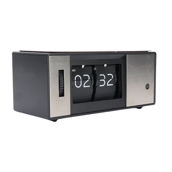 LAZIOEGR Retro Digital Mechanical Flip Down Clock Auto Flip Desk Clock with Warm LED Light Battery Operated Tabletop Clock for Home Office Bedroom Decoration, 12 Hour Display, Black