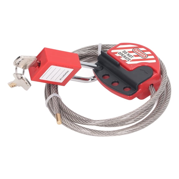 LAZIOEGR Safety Padlock Set Adjustable Stainless Steel Cable Lockout and 38mm Lockout Tagout Lock with 2 Keys