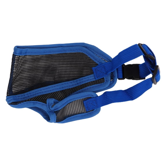 LAZIOEGR Short Snout Dog Muzzle Adjustable Breathable Prevent Biting Chewing Mesh Muzzle for English Bulldog Shar Pei Chihuahua Pug Dogs, Blue, Size L