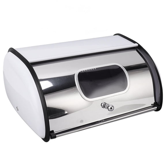 LAZIOEGR Sleek White Bread & Cake Storage Bin with Small Window – Space‑Saving Kitchen Countertop Organizer