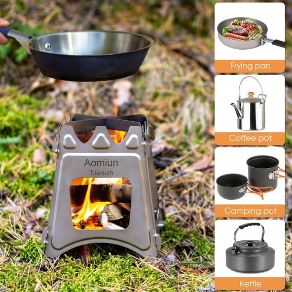 LAZIOEGR Small Compact Folding Stainless Steel Charcoal Wood Stove Portable Outdoor Camp Cooking Burner Equipment for Wilderness Backpacking Picnic Hiking (6.69 x 5.91 inches)