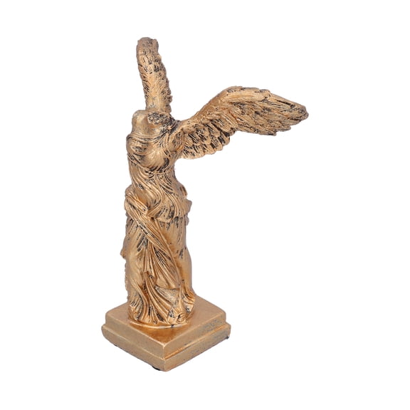 LAZIOEGR Small Copper Greek Goddess Of Victory Winged Artwork Resin Sculpture Home Office Decor, 7.48 Inches / 19 cm, Anti-Slip Base Desktop Ornament For Living Room Bedroom