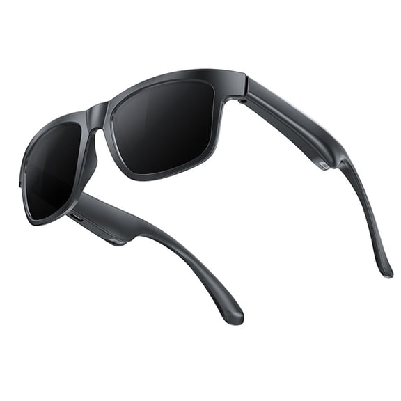 LAZIOEGR Smart Glasses with Bluetooth 5.4 Music and Calls, 2-in-1 UV Protection Wireless Audio Sunglasses, Lightweight Open-Ear Headphones for Cycling Running Driving, Black