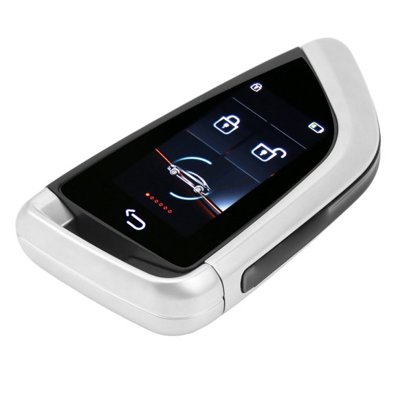LAZIOEGR Smart Remote Car Key LCD Screen Anti Lost Bluetooth 5.0 Keyless Entry Auto Lock Key Fob for One Click Start Vehicles Silver