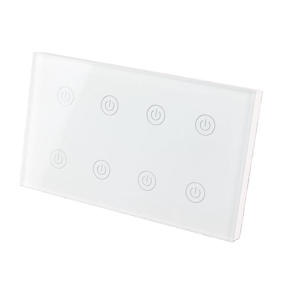 LAZIOEGR Smart Touch Light Switch 8 Gang WiFi Wireless Wall Switch Panel Compatible for Google Home AC100-240V for Home Improvement, 1 Each, White Color