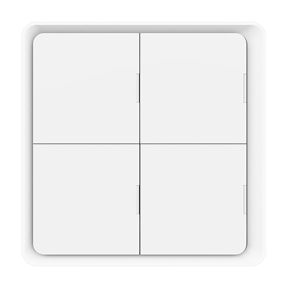 LAZIOEGR Smart Wireless Scene Switch Push Button 4 Gang Wall Panel Remote Controller for ZigBee Hub 3.0 Tuya Smart Life Devices Built-in CR2430 Battery Powered White 3.4 x 3.4 in / 8.6 x 8.6 cm