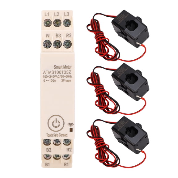 LAZIOEGR Smart Zigbee 3 Phase Power Meter Energy Monitor with App Control 3 x 100A Sensors Real Time Electricity Usage Data Tracker 110-240V AC for Homes Schools Factories DIN Rail Mount