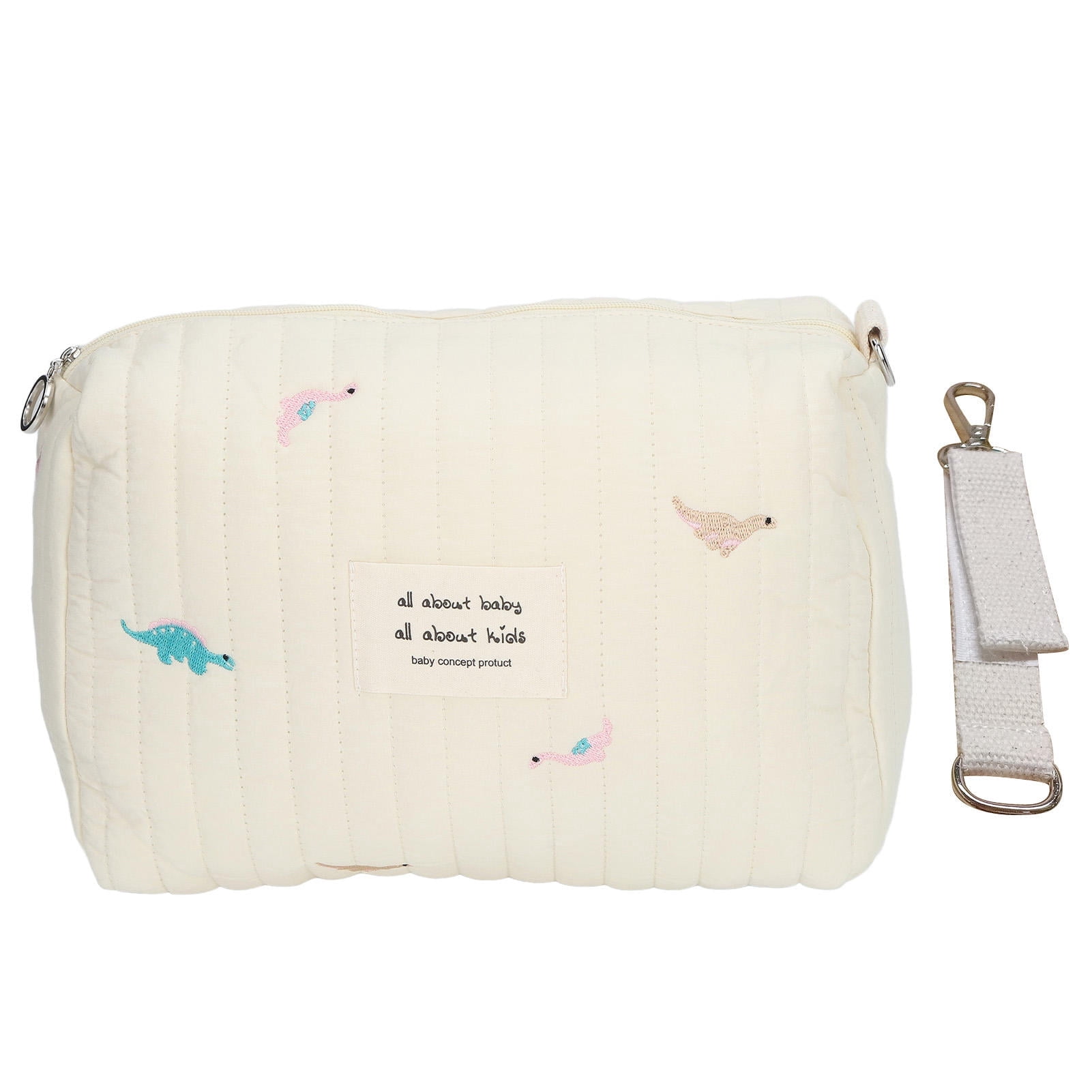 LAZIOEGR Soft Cotton Diaper Bag Organizer – Large Capacity Stroller Pouch with Embroidered Dinosaur Design, Ideal for Travel & Baby Essentials