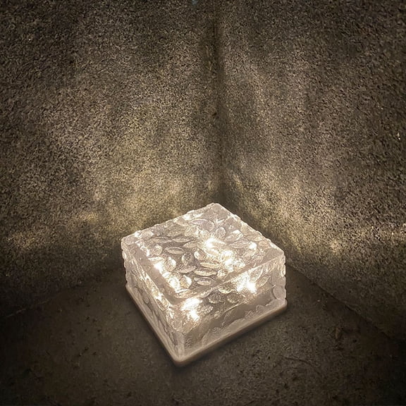 LAZIOEGR Solar Powered Ice Brick Lights Outdoors Landscape Light with 4 LED Integrated Lights Square Crystal Paver Pathway Waterproof Fixture for Garden Courtyards Street Walkway Patio White