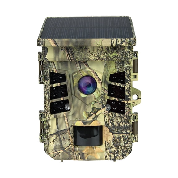 LAZIOEGR Solar Powered WiFi Hunting Game Camera, 0.3s Trigger Time IP66 Waterproof Trail Monitor for Wildlife Scouting, Infrared Night Vision, 9.05 inches / 23 cm