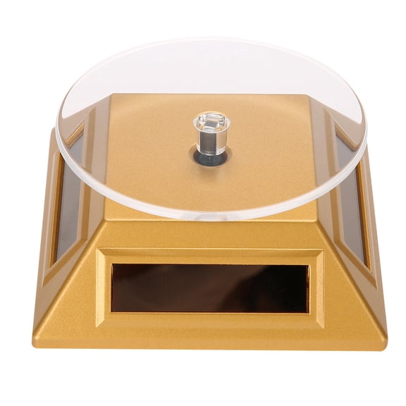LAZIOEGR Solar Showcase 360 Degrees Turntable Rotating Jewelry Organizer Display Stand for Watches Mobile Phones and Accessories Compact Size Gold Variant