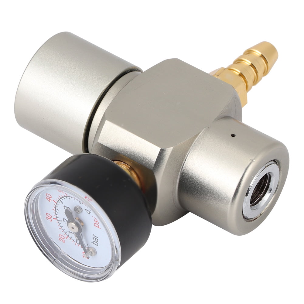 LAZIOEGR Stainless Steel 3/8in Quick Connector CO2 Mini Regulator Pressure Gauge 0-45psi for Soda Container and Home Brewing Beer Keg Systems (3.4x2.6in / 8.5x6.5cm)