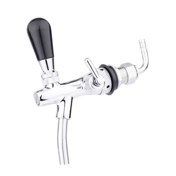 LAZIOEGR Stainless Steel G5/8 Adjustable Beer Tap Faucet Draft Shank for Home Bar, Flow Control Switch, Exquisite Design, Good Sealing, Food Grade Brass Construction, Silver (5.9 in / 15 cm)
