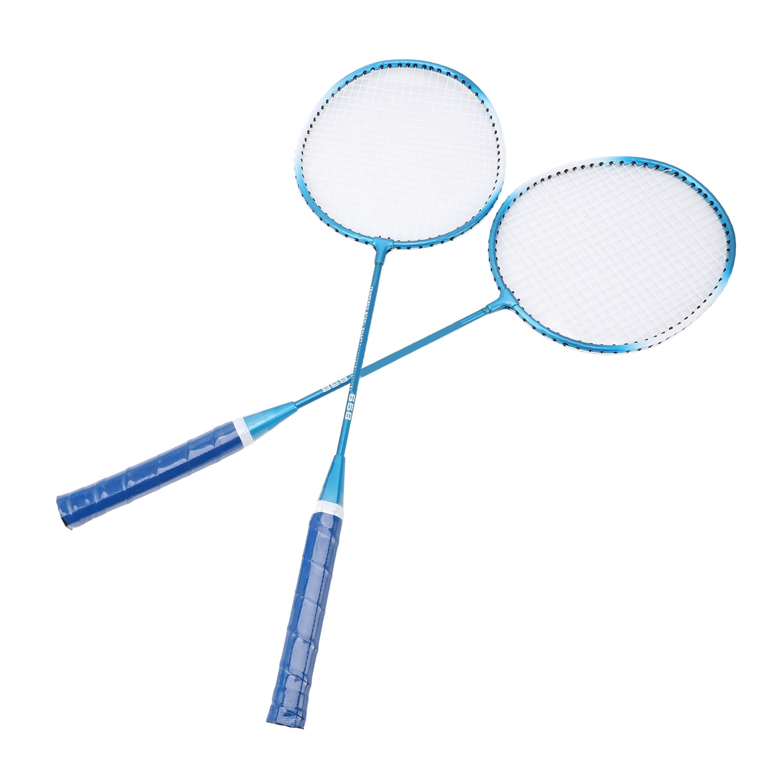 LAZIOEGR Starter Portable Badminton Set, Professional Iron Alloy Racquets with 3 Shuttlecocks & Bag, 2 Players, High Tension For Outdoor Beach Backyard Games - Blue (28.35 in / 72 cm)