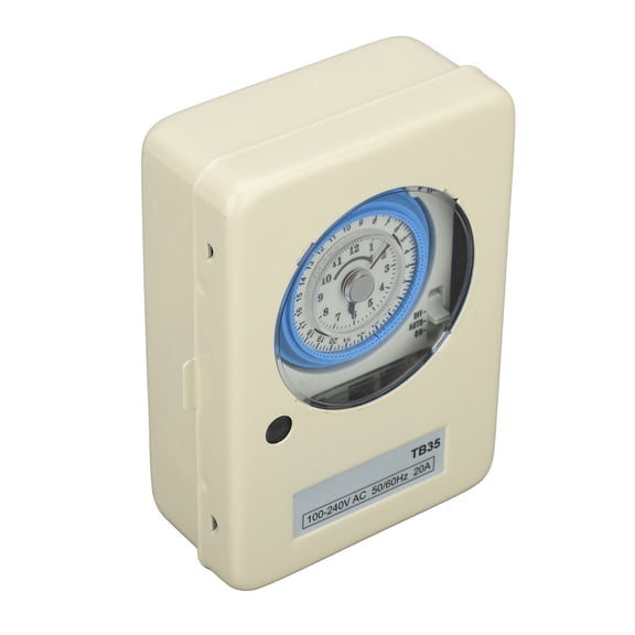 LAZIOEGR TB35N SPST 24 Hour Mechanical Time Switch 100-240V, 15-Minute Interval Outdoor Mechanical Timer Control Switch for Circuit Safety, Copper Iron Plastic Quartz Material (6.69 x 4.72 in)