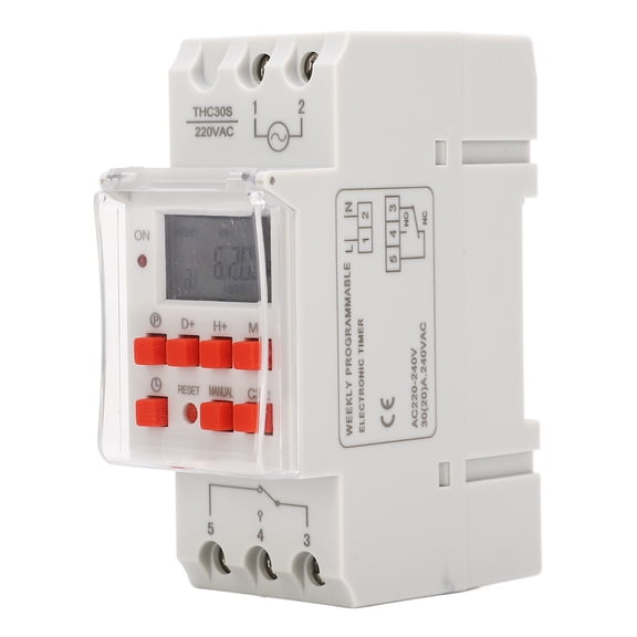 LAZIOEGR THC30S 30A Programmable Digital Timer Switch LCD Display Time Relay Switch Control with Built-in NI-MH Battery AC 220-240V, 10 x 8 x 7 inches / 25.4 x 20.3 x 17.8 cm