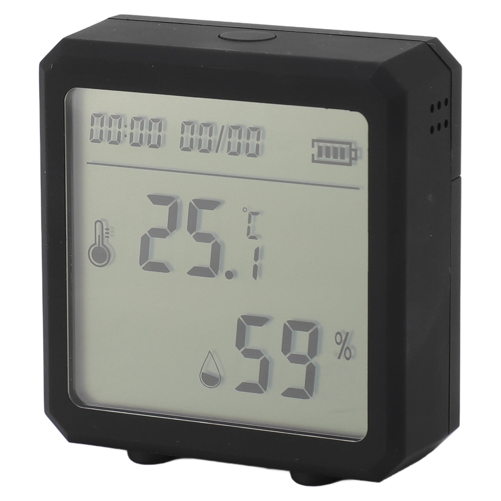 LAZIOEGR Temperature Humidity Meter LCD Display WiFi Alarm Voice Support Digital Hygrometer Thermometer for Indoor Black (3.15 in / 8 cm)