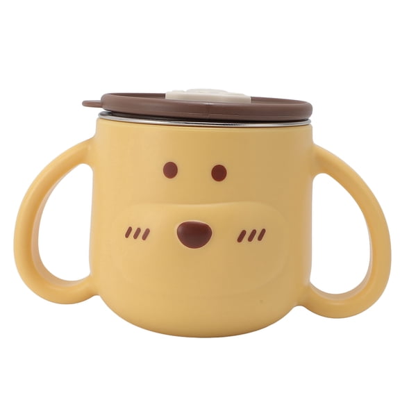 LAZIOEGR Toddler Insulated 316L Stainless Steel Cup with Straw, Double Walled Dual Handles Cute Baby Straw Cup with Leak-Proof Design for Nursery and Travel, Yellow, 8.5 oz / 250 ml