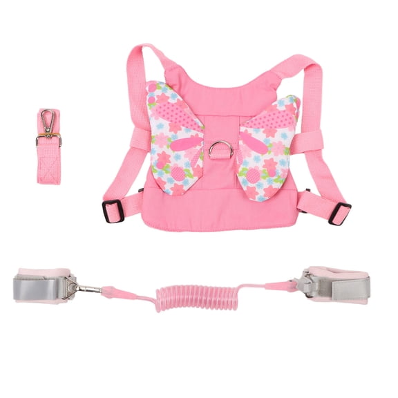 LAZIOEGR Toddler Safety Harness Backpack with Retractable Wrist Link, 1.5M Pink Butterfly Rope, Dual Protection, Lightweight & Comfortable