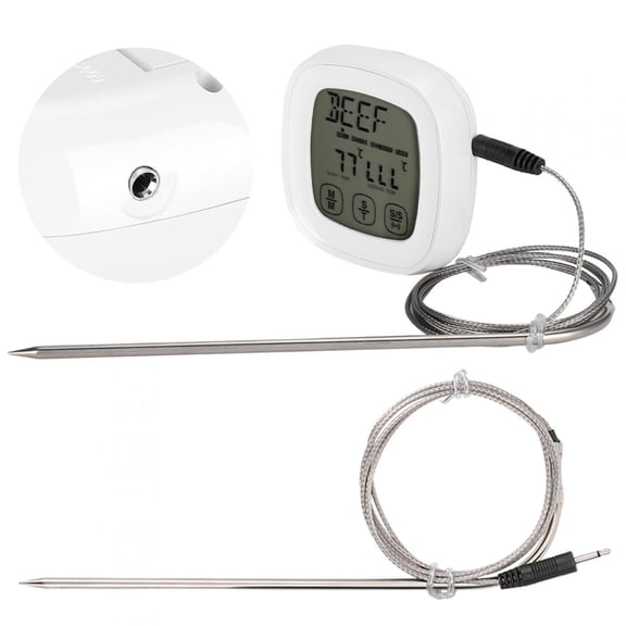 LAZIOEGR Touch Screen Digital Barbecue Thermometer and Kitchen Timer with Dual Probe, 3.0x3.0 inches / 7.5x7.5 cm