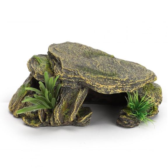 LAZIOEGR Turtle Reptile Habitat Hiding Caves Aquarium Fish Tank Amphibious Vivid Safe Shelters, 6.3 inches / 16 cm Resin Basking Stone for Aquatic Pets, Enhances Terrarium Decor, Multi-purpose Use