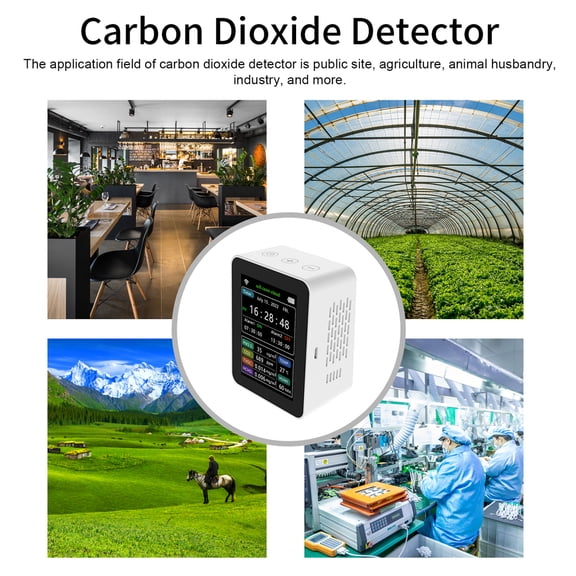 LAZIOEGR Tuya WiFi Intelligent Air Quality Detector PM2.5 CO2 TVOC HCHO Temperature Humidity 6 In 1 Monitor Time Date Week Display Mobile APP Remote Viewing Desktop Alarm Clock
