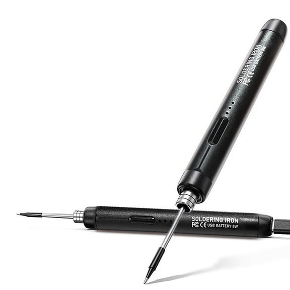 LAZIOEGR USB Portable Intelligent Electric Soldering Iron C210-B Round Tip Accessory Multifunctional Silver (13 cm / 5.1 inches)