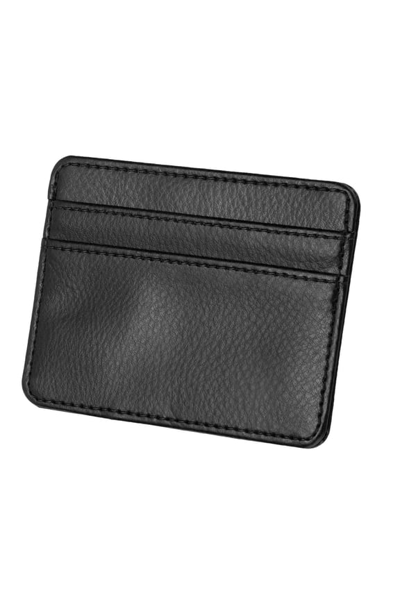 UltraThin PU Card Wallet Durable, Transparent Photo Slot, Flexible Card Slots, Stylish Black for Men & Women