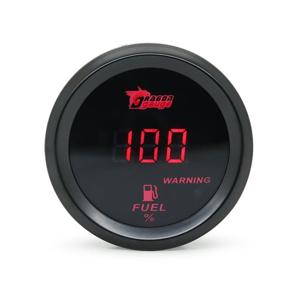 LAZIOEGR Universal 2 inch (52mm) Car Fuel Level Gauge Meter, 240-33 Ohms Digital Display with Red LED Backlight, 12V Automotive Replacement Instrument