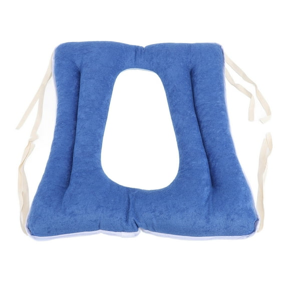 LAZIOEGR Universal Commode Seat Cushion – 18.1" x 18.1", 2.8" High‑Resilience Cotton Pad with Center Hole, Secure Strap, Ideal for Elderly & Standard Toilets